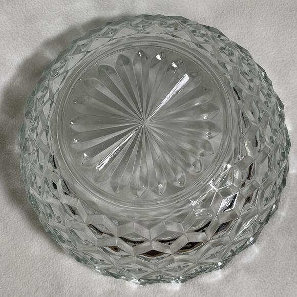 Vintage Fostoria American Clear Glass 9” Salad/Serving Bowl Cubist EUC - Picture 4 of 6